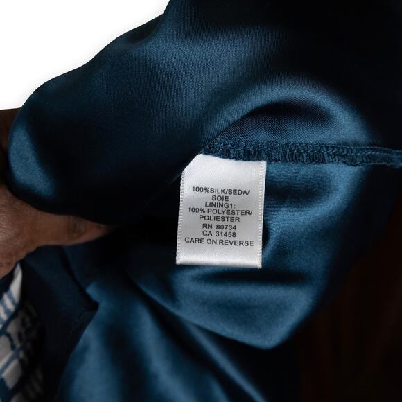 BCBGMaxazria Blue Cream Silk A-line Sundress M - Picture 6 of 11